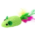 thumbnail image 3 of 5 piezas de juguete de ratón tejido, divertido ratón de plumas, accesorio de juego para gatos, juguete interactivo (verde), 3 of 7