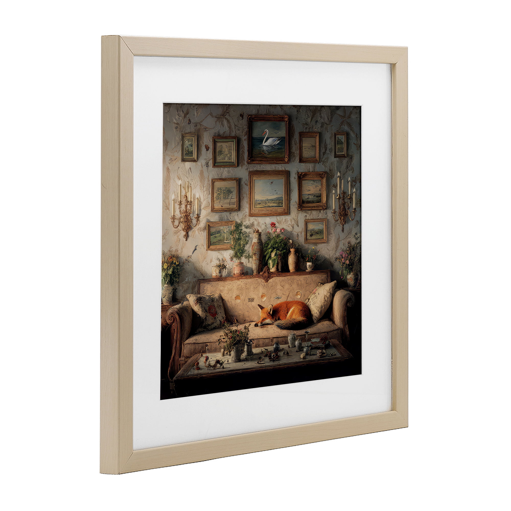 Stupell Industries Vintage Parlor with Fox Birch Framed Print Under Glass, design by The Wands Want
