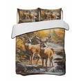 thumbnail image 2 of Orange Autumn Deer Twin XL Size Down Alternative Comforter, Lightweight Comforter Quilt Bedding Set with Pillow Shams Vintage Forest River All Seasons Bed Comforter Duvet Insert 68"x98", 2 of 7