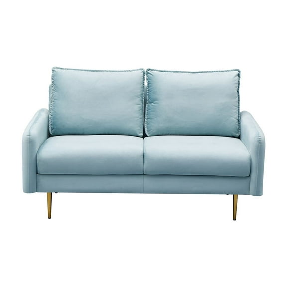Kingway Furniture Almor Velvet Living Room Loveseat in Light Grayishcyan