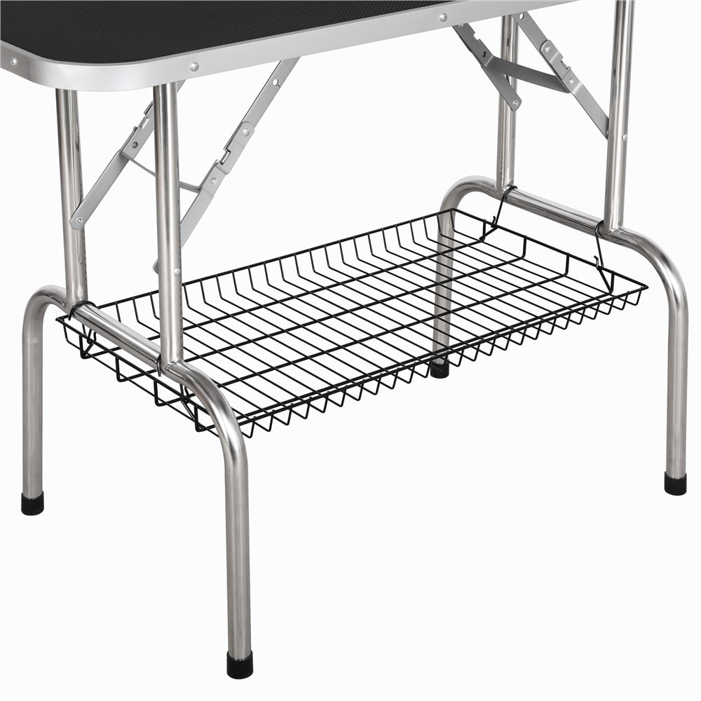 Yaheetech 45" Height Adjustable Pet Grooming Table Stainless Metal Arm Frame For Dogs/Cats/Pet Tools Storage Rack, Black