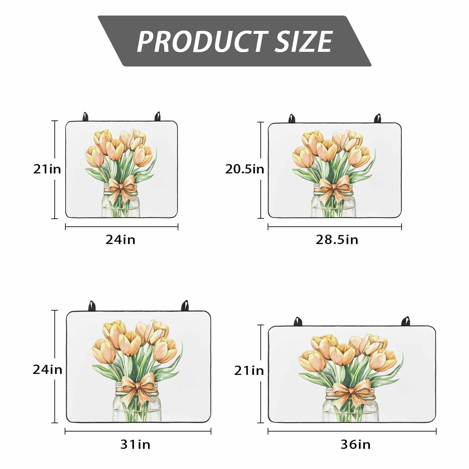 Spring Floral Yellow Stove Top Cover for Electric Stove, Heat-proof & Non Slip Glass Top Stove Cover Protector, Botanical Tulips Flower in Vase Kitchen Flat Cooktop Rubber Mat 24x21 Inches