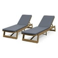 thumbnail image 4 of Cullen Outdoor Acacia Wood Chaise Lounge and Cushion Sets, Set of 2, Teak and Dark Gray, 4 of 9