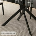 thumbnail image 5 of Glass Dining Table for 4 People, 51.2 Inches Rectangular Glass Kitchen Table with Black Steel Legs, Modern Dining Room Table for Dinner Kitchen Dining Room,All Black, 5 of 12