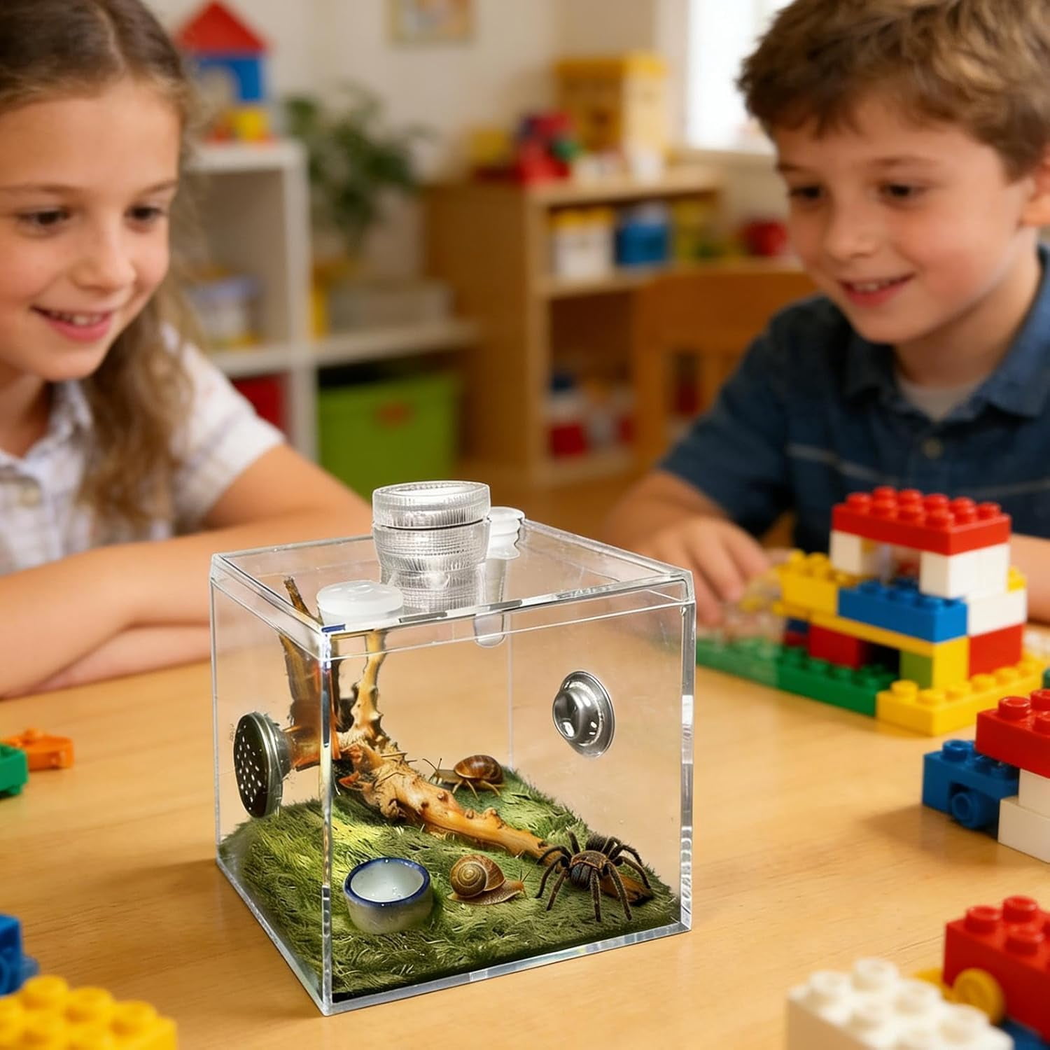 Acrylic Terrarium for Small Reptiles, Jumping Spider, Snail, Mantis