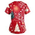thumbnail image 3 of Womens Scrubs, Christmas Snowman Tee Stretchy Holiday Graphic Tshirt Loose Fit Festive V-Neck Top 4-Season Shirt Winter Party Outfit Streetwear Machine Washable Blouse Unisex Red 3Xl, 3 of 3