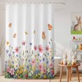 thumbnail image 6 of Shower Curtain Spring Wildflower Butterfly Shower Curtains for Bathroom Decor, Waterproof Polyester Shower Curtain Set with Hooks, Small Stall Size 36" x 72" Pink Flower White, 6 of 9