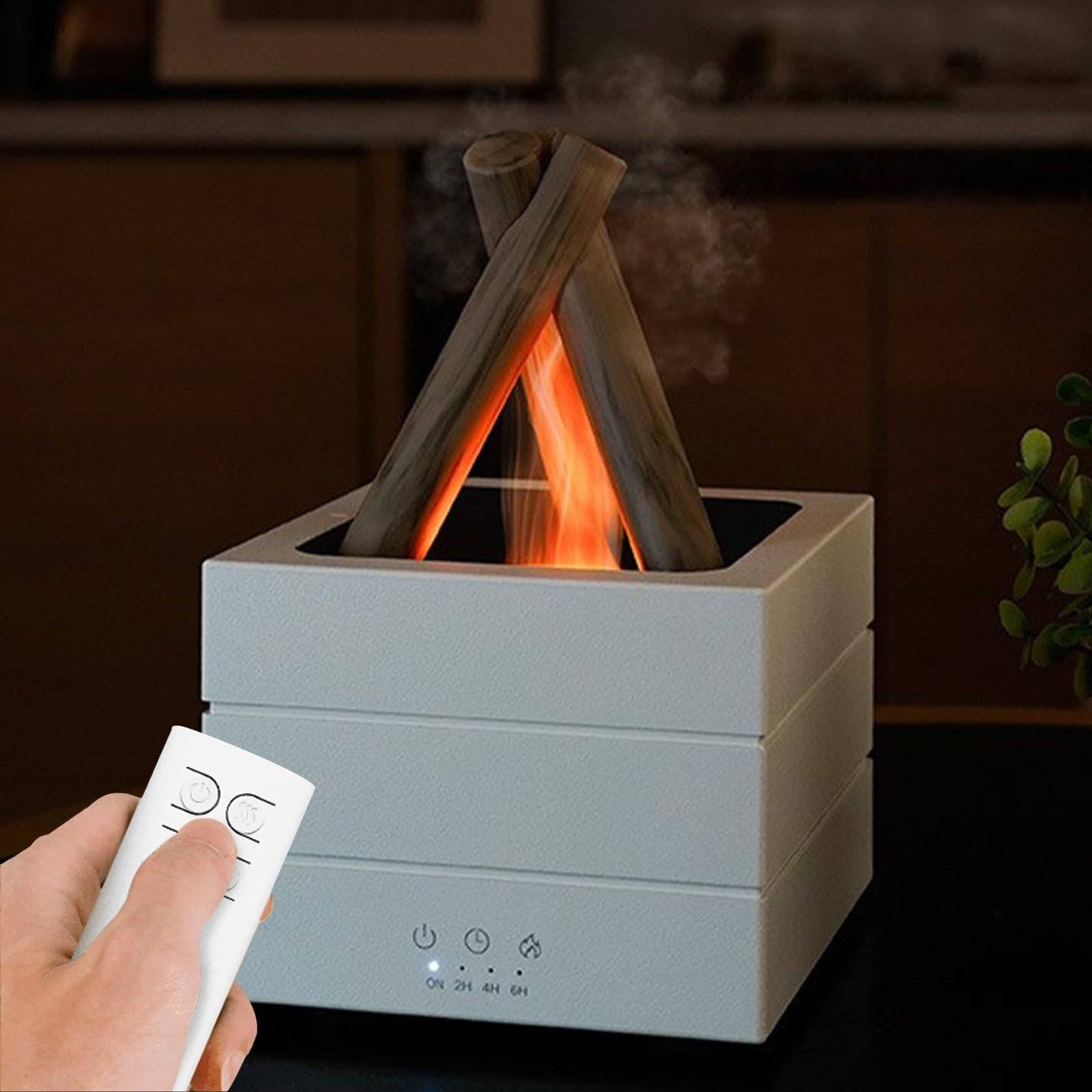 Gnwei 280ml Fireplace Diffuser Essential Oil 7 Colorful Large Flame Fire Humidifier Changing Aroma Diffuser for Aromatherapy Yoga Room Bedroom, Room, Office, Home, Auto Off