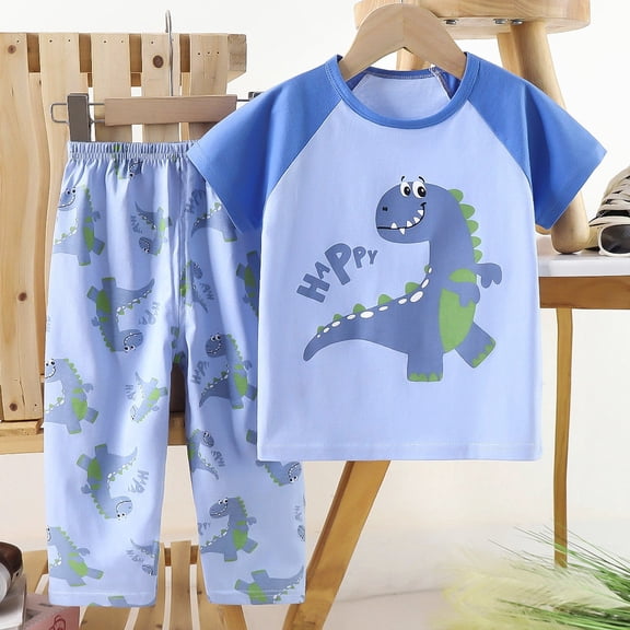 BOOMNY Baby Girls 2 Peice Pajamas Sets Cartoon Graphic Short Sleeve Sleepwear Tops Pants Pjs Set for Kids Cozy Loungewear Homewear