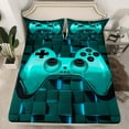 thumbnail image 2 of Feelyou Cartoon Gamepad Child Bed Sheets, Turquoise Stereoscopic Square King Sheets, Video Game Controller Sheet Set, Super Cozy Room Decor, 4pcs, 2 of 7
