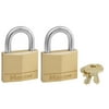Master Lock 140T Solid Brass Keyed Alike Padlock, 2 Pack