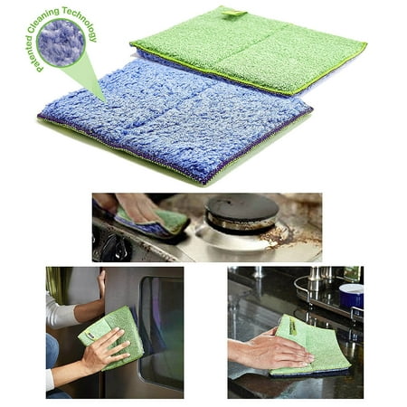 Pure-Sky Ultra-Microfiber Cloth - Cleaning Pad, Scrubbing Pads - JUST ADD Water No Detergents Needed – 2 Pack - for Stubborn Stains Around Sinks, Stovetop, Countertop – Removing Grease with