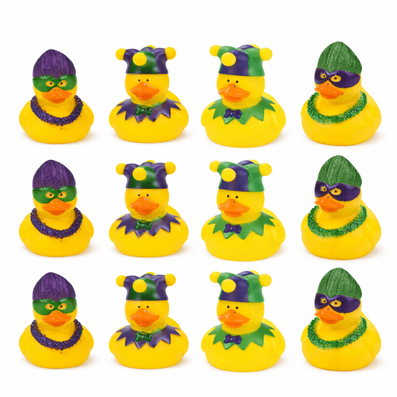 One Dozen (12) Rubber Duckie Ducky Duck MARDI GRAS Party Favors