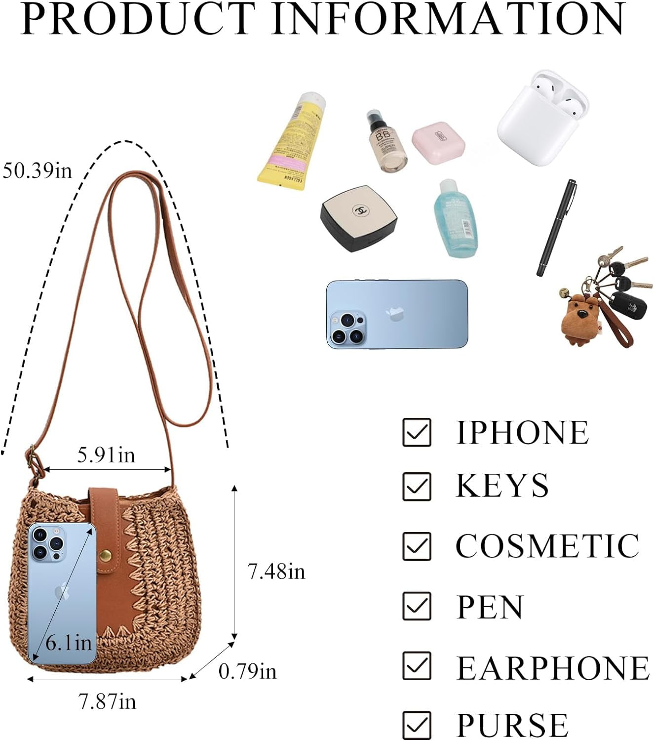 Straw Purses for Women, Summer Straw Crossbody Bag Purses Woven Straw Beach Bag for Vacation