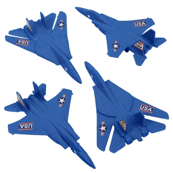 TimMee Plastic Army Men Combat Fighter Jets - 4pc Blue Airplanes Made in USA