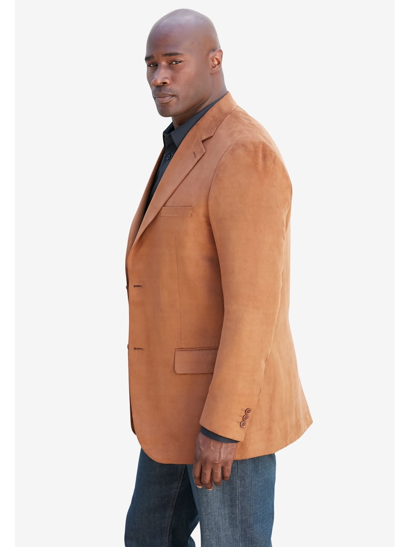 KingSize Men's Big & Tall Microsuede Blazer - Velvety Smooth, Notched Collar, Two-Button