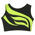 thumbnail image 3 of YONGHS Kids Girls Metallic Rhinestone Dance Crop Top Jazz Hip Hop Performance Cheer Shirt Costume Fluorescent Green 6, 3 of 5