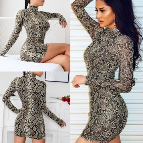 Snake print dress long sleeve discount