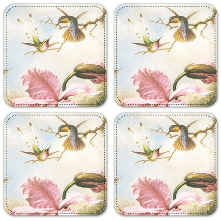 

Vinyl Drink Coasters - Set of 4 - Heade: Orchids & Hummingbirds