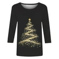 thumbnail image 4 of Turilly Women's Fashion Casual Christmas Printed Round Neck 3/4 Sleeves T-Shirt Tops, 4 of 4