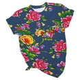 thumbnail image 6 of Penkiiy Floral Shirts for Women's T-Shirts Women's Tops Flower Printing Round Neck Short Sleeved T-shirt Tops, 6 of 6