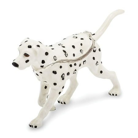Bejeweled Trinket Box - Bejeweled Pewter Enamel Dalmatian Trinket Box