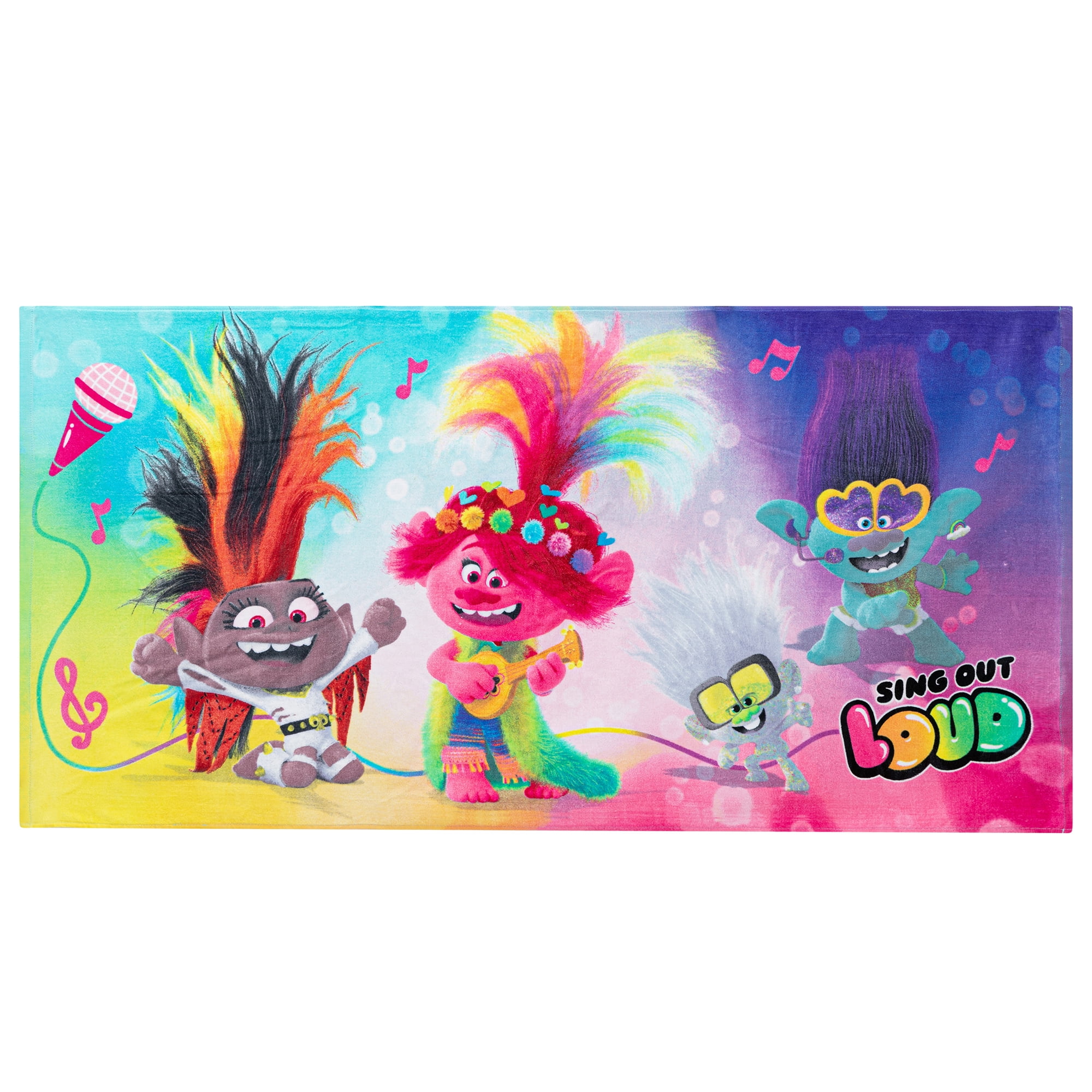 Trolls World Tour Kids Super Soft Cotton Beach and Bath Towel, 28" x 58" , Purple