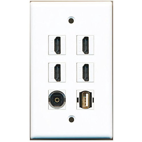 RiteAV - 4 HDMI 1 Port USB A-A 1 Port Toslink Wall Plate
