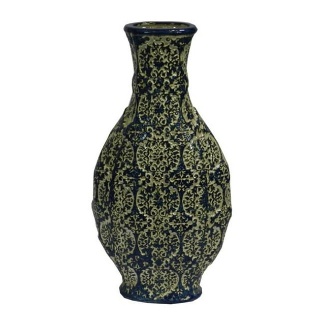 Enchanting Ceramic Vase, Green - 16 x 8 x 8