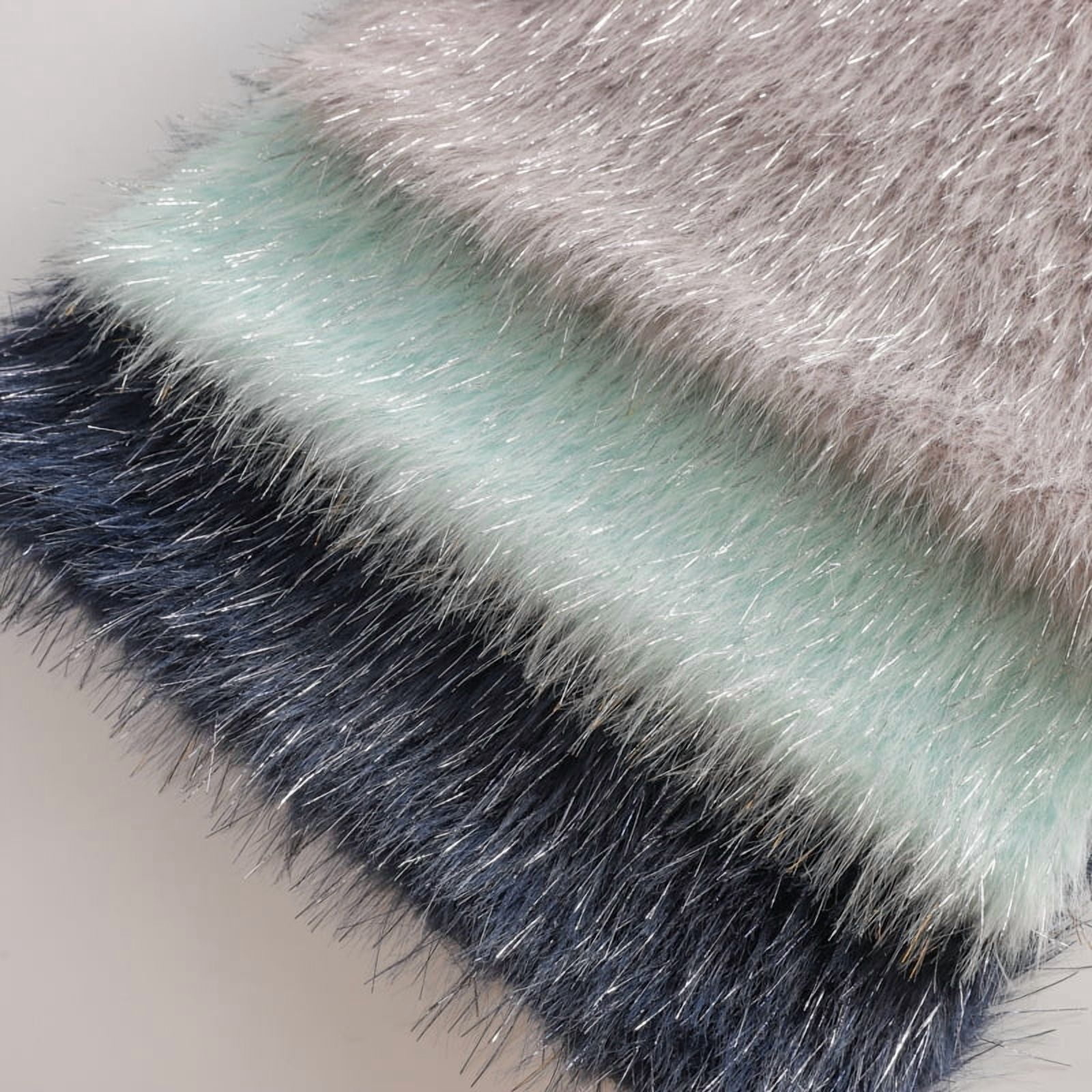 ERDOUY Shiny Silver Filamentary Long Pile Plush Fabric 39x63 Inch, Soft Fluffy Faux Fur Fabric Ideal for DIY Craft Projects, Costumes, Bags, Carpets & Home Decor, Blue