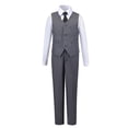 thumbnail image 3 of Boys Suits 5 Pieces Slim Fit Pants Medium Gray Outfit Formal Suit for Wedding Jacket Vest Pants Collared Dress Shirt and Tie, 3 of 6