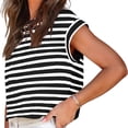 thumbnail image 3 of Women Short Sleeve Striped Cropped T-Shirts Dolman Sleeve Crop Tops, 3 of 5