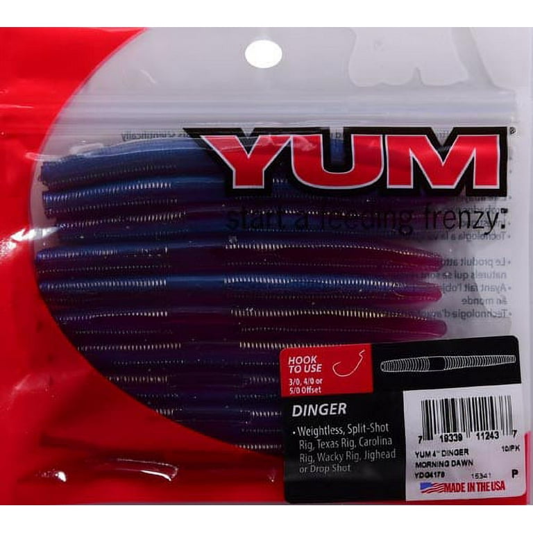 YUM Dinger Soft Plastic Worm 4 Morning Dawn 8 Count