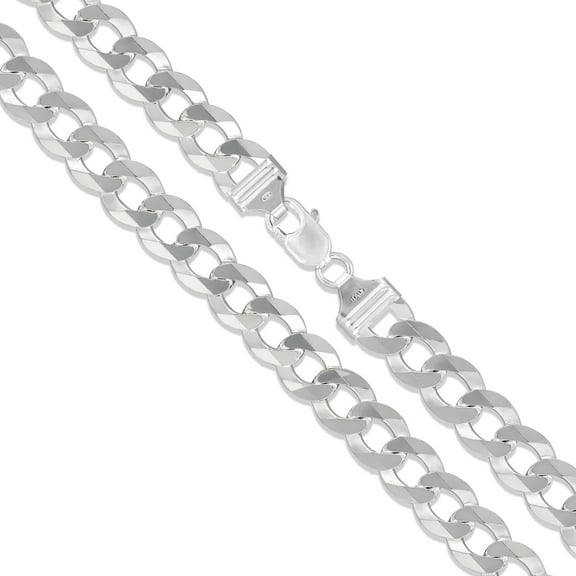 Men's 11.5mm Solid .925 Sterling Silver Flat Curb Chain Link Italy Necklace 28" Jewelry Female