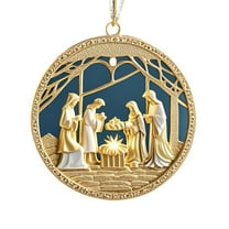 CuiLiyq Nativity Scene Ornaments, Gifts Boxed Keepsake Christmas Tree Nativity Scene Hanging Ornaments, The Birth of Jesus Decor, Religious Gifts for Christian and Family (3.1 Inch, Acrylic)