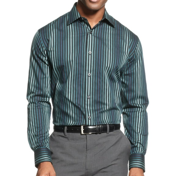Men's Black Striped Button Down Shirt
