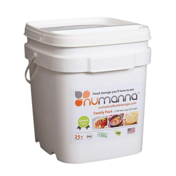 NuManna 126 Meals, Emergency Survival Food Storage Kit, Separate Rations, in a Bucket, 25 Plus Year Shelf Life, GMO-Free & Gluten Free