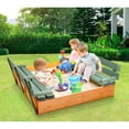 thumbnail image 3 of Covered Convertible Cedar Sandbox with Two Bench Seats - Natural/Green, 3 of 10