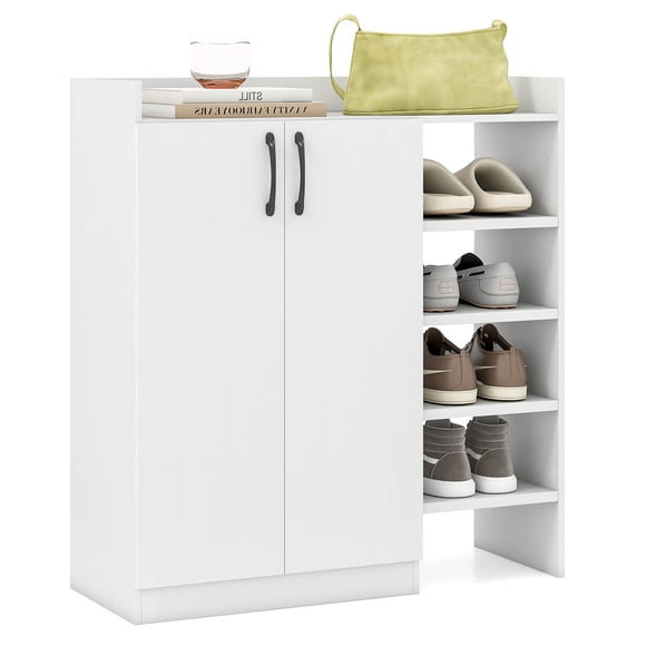 Costway Shoe Cabinet with 2 Doors, Shoe Storage Organizer with 2 Adjustable Inner Shelves