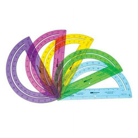 EAI Education 6" ShatterProof Separated Scale Protractor: Assorted Colors - Set of 10