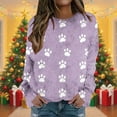 thumbnail image 2 of Tauxra Pullover Sweater for Women, Printed Fleece Off-Shoulder Top with Long Sleeves and Round Neck, Cozy Casual Loungewear, 2 of 5