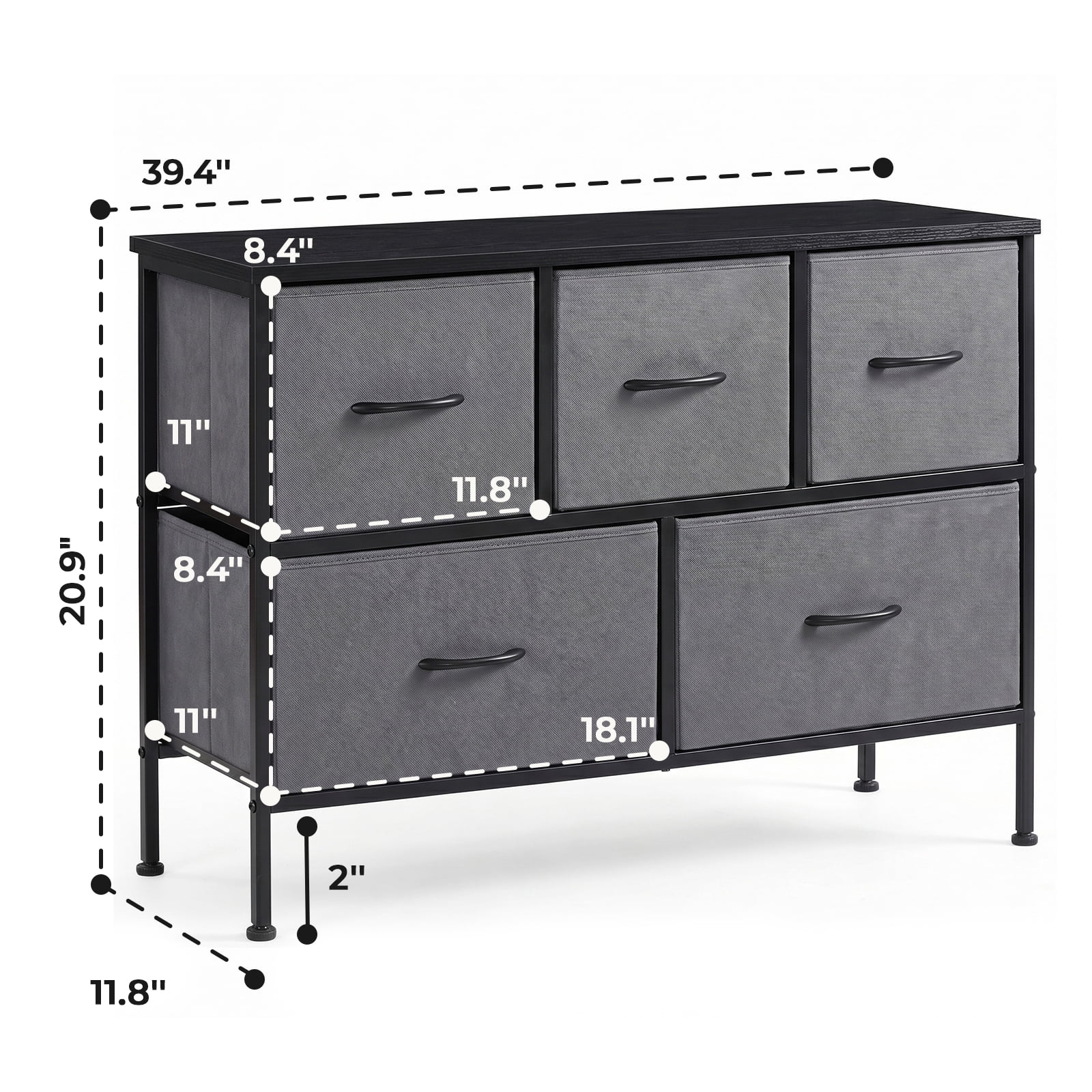 Alvantor Tall Dresser Fabric Storage Tower ,Wooden Top for Kid Room, Closet, Entryway, Nursery