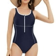 thumbnail image 3 of Ribbed One Piece Swimsuit Women Tie Side High Cut Bathing Suit Sexy Twist Front Push Up Monokini Swimwear, 3 of 7