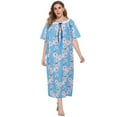 thumbnail image 2 of WBQ Plus Size Women Floral Nightgown,Square Neck Sleepwear Casual Nightshirt With Lace Trim,Long Nightdress House Dress XL-5XL, 2 of 9