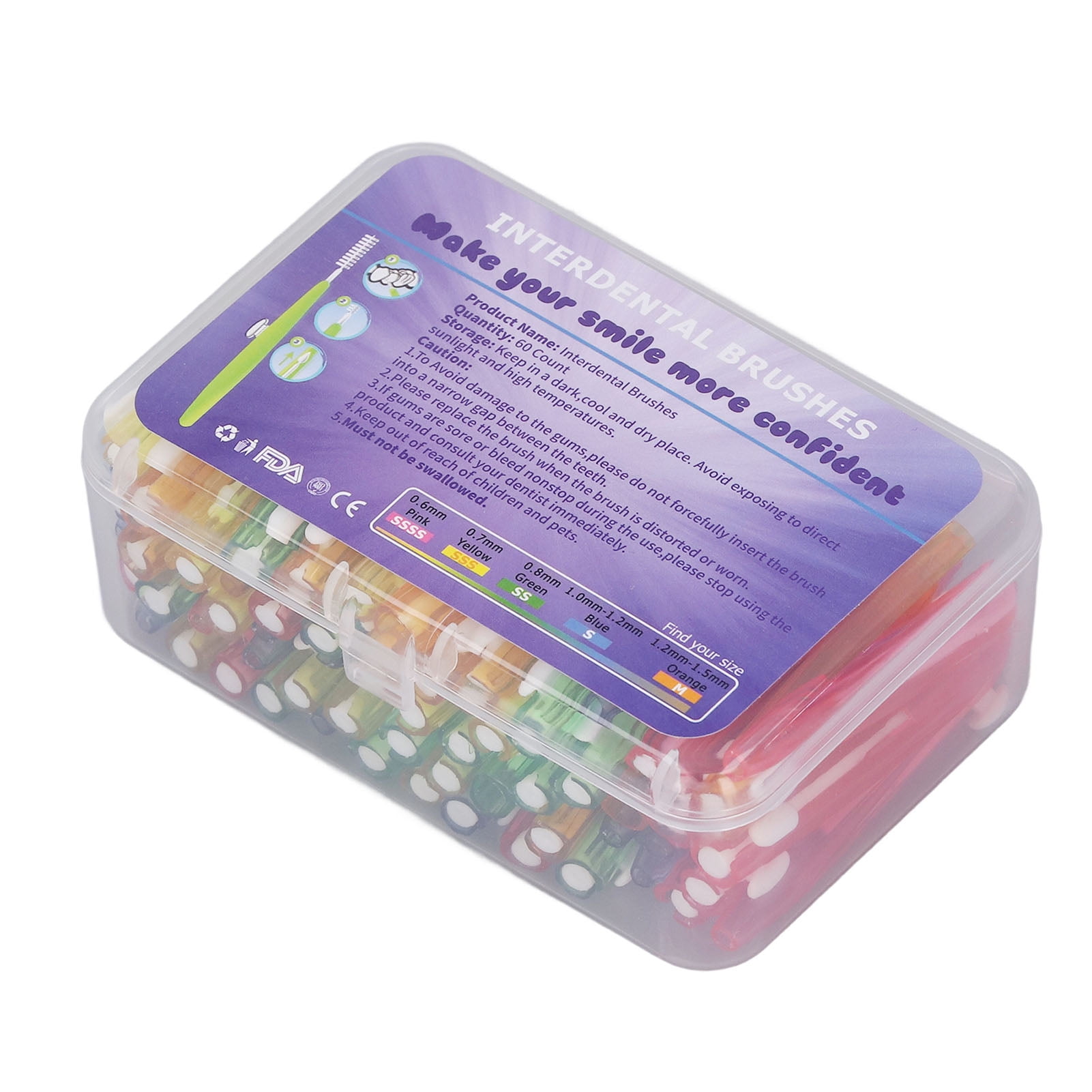 Interdental Brush, Larger Contact Area Flexible Floss Toothpick Cleaner 60pcs Effective Tension