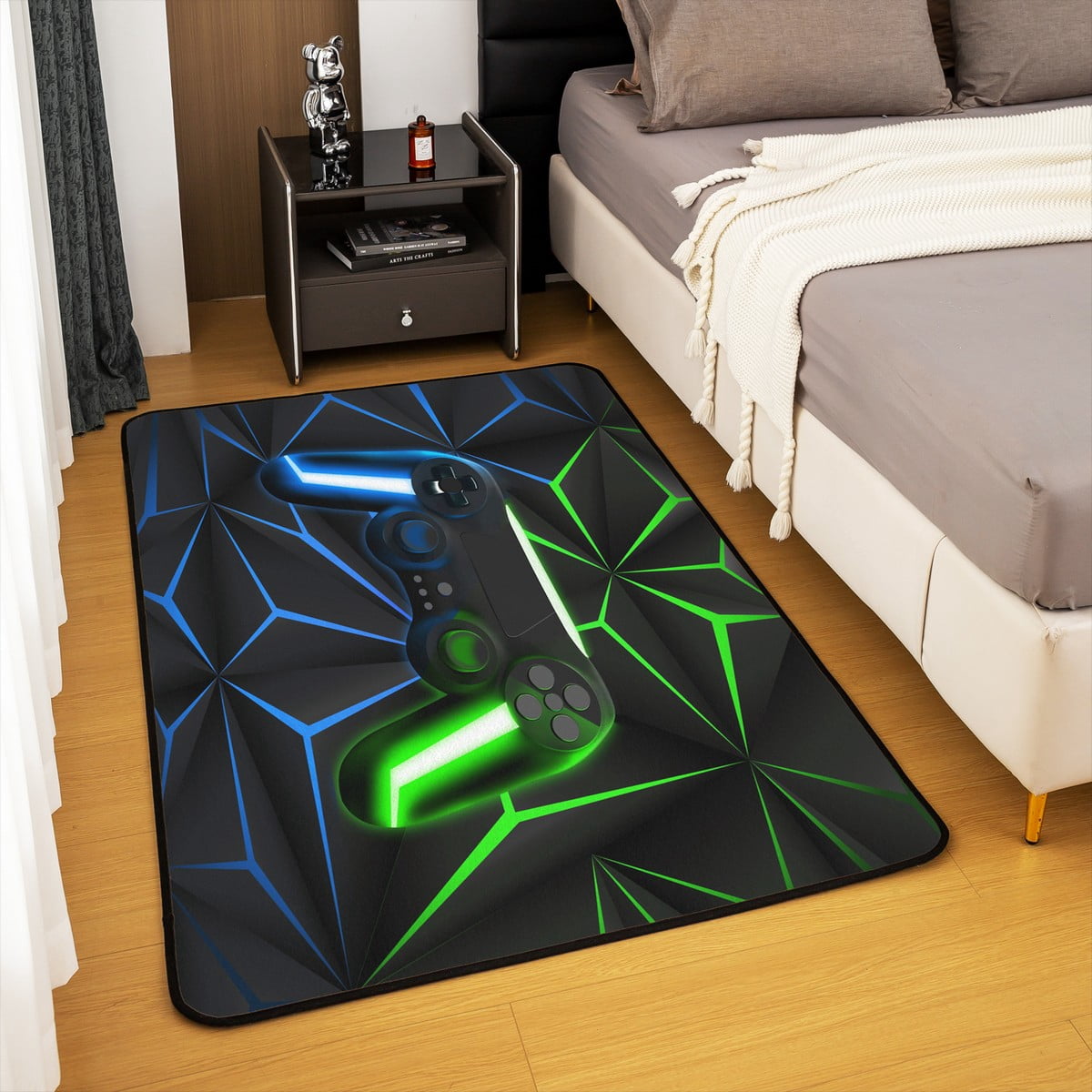 Erosebridal Gaming Non Slip Washable Carpet For Bedside Xmas Gift Area Rug 5x7 for Teens Youth 3D Video Games Rug Controller Pattern Design Decorative Rug, Gamepad Home Decor