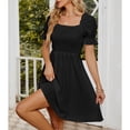 thumbnail image 4 of Lu's Chic Women's Summer Short Sleeve Dress Bridesmaid Ruffle High Waist Puff Sleeve Cute Birthday Fitted Dresses Black X-Large, 4 of 4