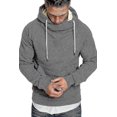thumbnail image 4 of Sudadera con capucha de Color sólido con parches bordados a la moda con cuello levantado para primavera y otoño para hombre, 4 of 5