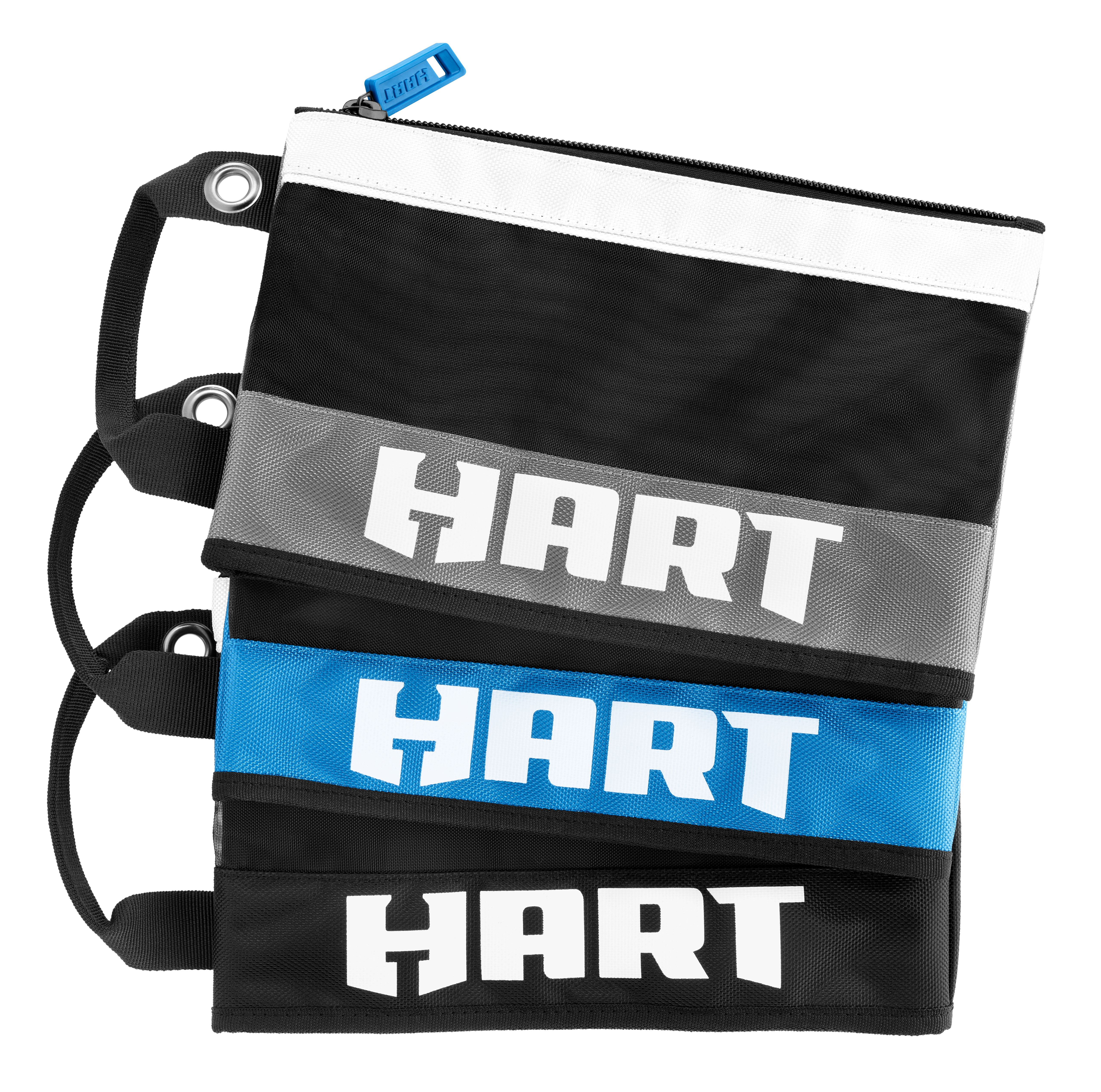 HART 3 Pack Mesh Material Zipper Pouches (Multi-Colored Tool Bags)