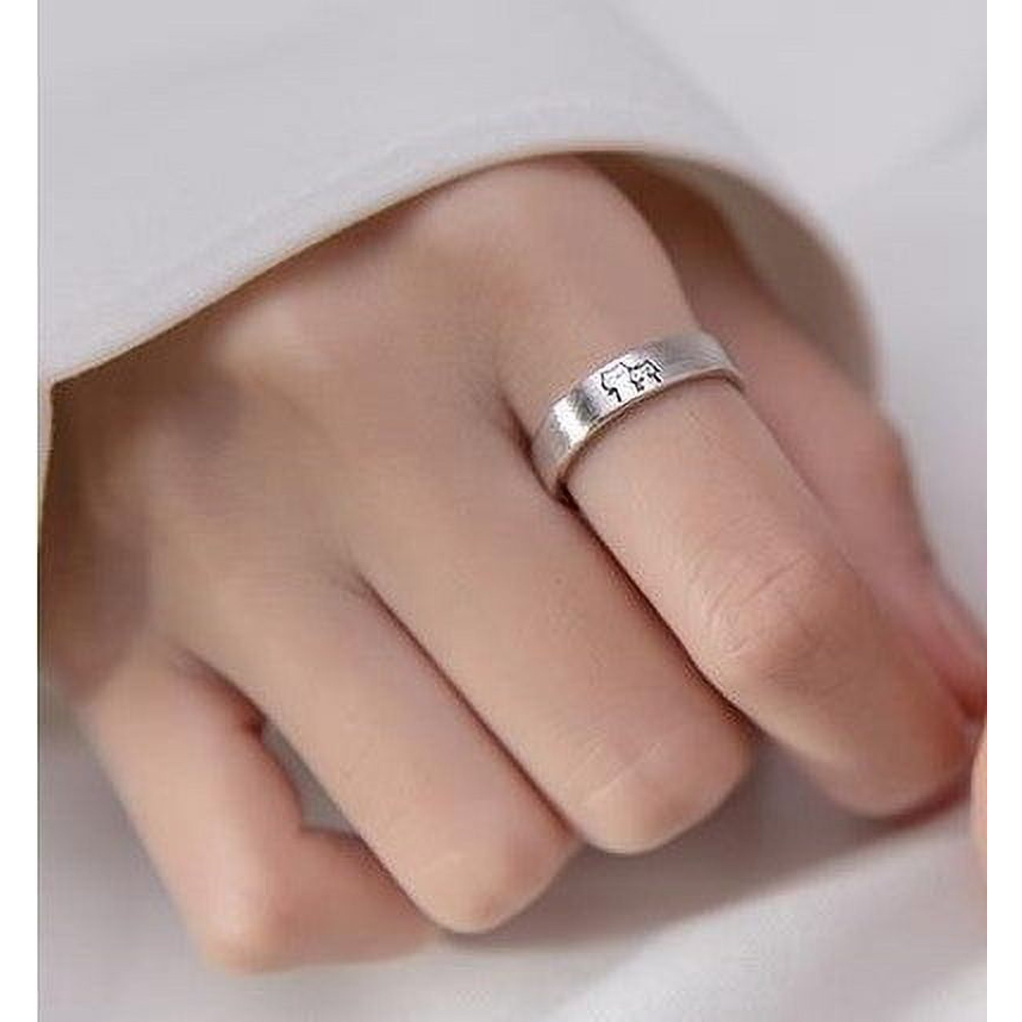 Adjustable Matching Couple Rings, Trendy Kitten Design, Personalized Set for Two, Cute Cat Rings, Brushed Metal Finish